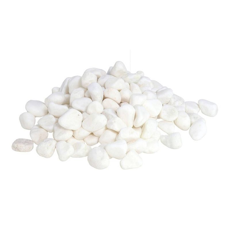 Foto van 2x zakjes met grotere witte kiezelsteentjes 550 gram - hobbydecoratieobject