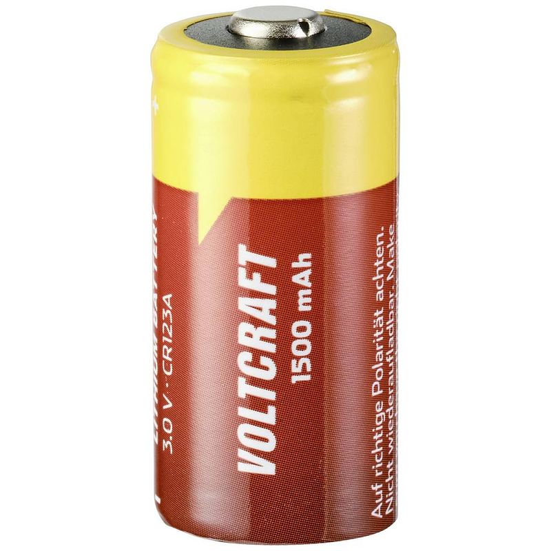 Foto van Voltcraft cr123a cr123a fotobatterij lithium 1500 mah 3 v 1 stuk(s)