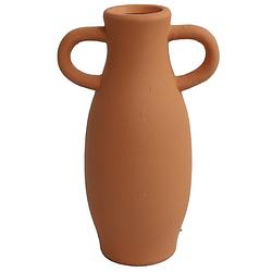 Foto van Decoratie amphora kruik of vaas - terracotta - d12 x h20 cm - smalle opening - vazen