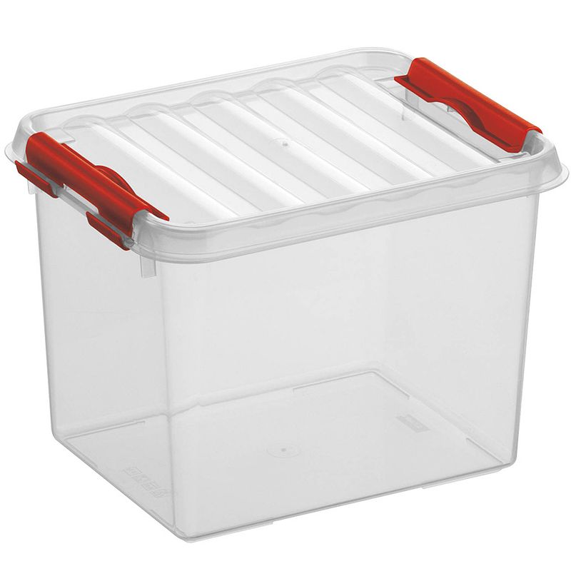 Foto van Sunware - q-line opbergbox 3l transparant rood - 20 x 15 x 14,3 cm