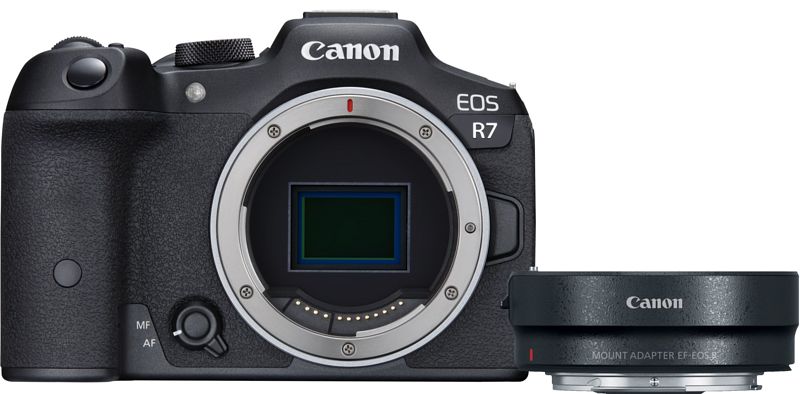 Foto van Canon eos r7 + ef-eos r adapter