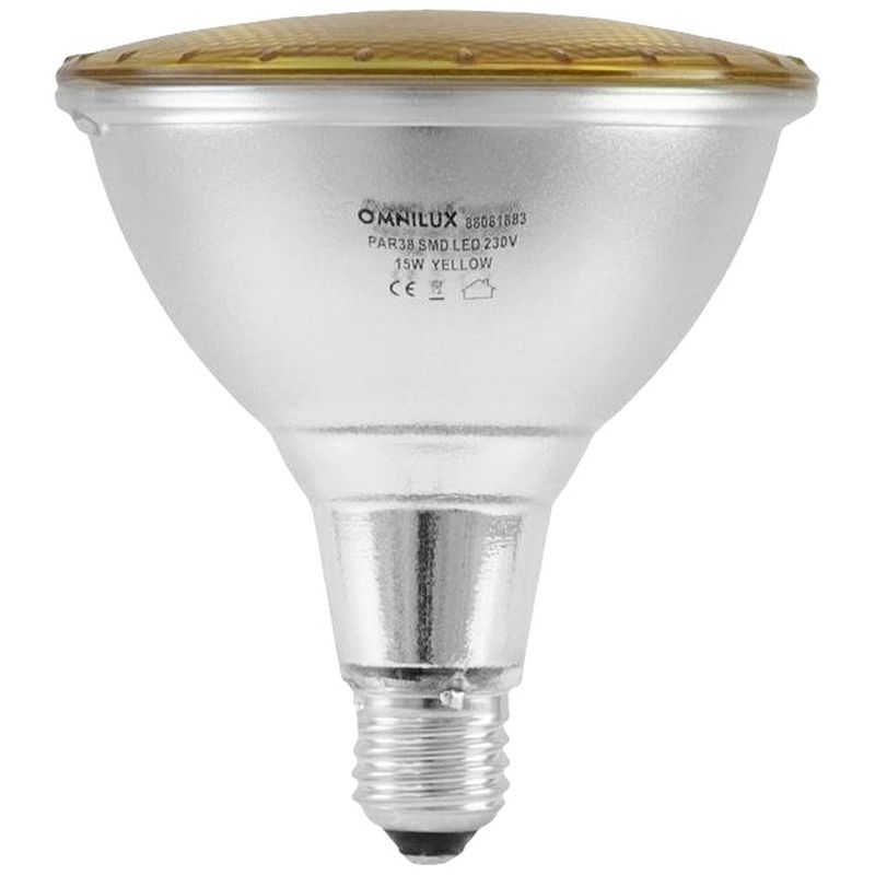 Foto van Omnilux 88081883 led-lamp e27 15 w geel (ø x l) 121 mm x 135 mm 1 stuk(s)