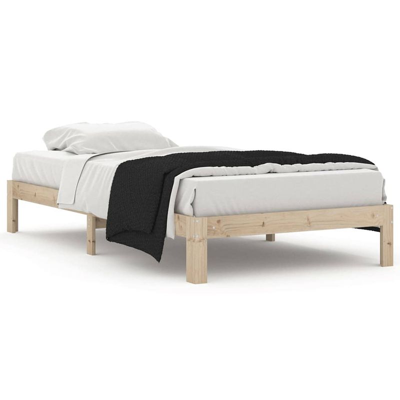 Foto van The living store houten bedframe - moderne slaapkamer - eenpersoonsbed 100x200 - massief grenenhout