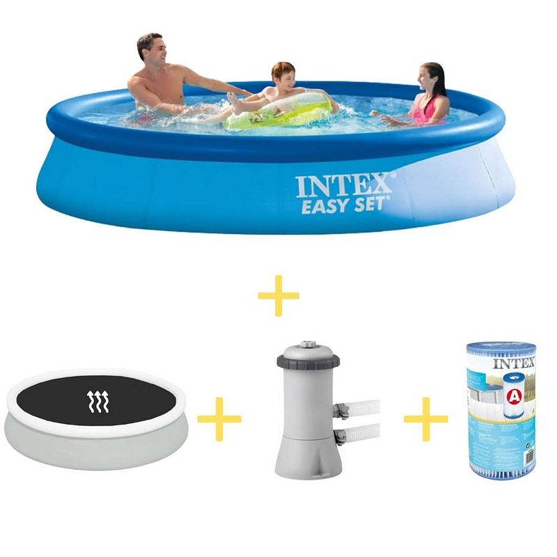 Foto van Intex zwembad - easy set - 366 x 76 cm - inclusief solarzeil, filterpomp & filter