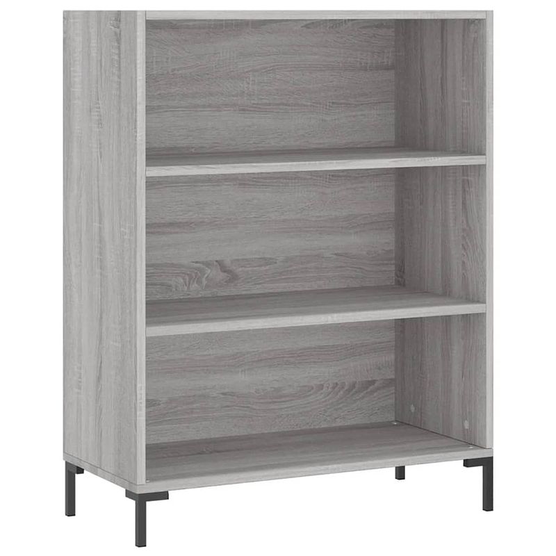 Foto van The living store boekenkast - grijs sonoma eiken - 69.5 x 32.5 x 90 cm - met metalen voeten