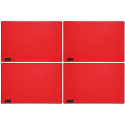 Foto van 4x stuks rechthoekige placemats met ronde hoeken polyester rood 30 x 45 cm - placemats