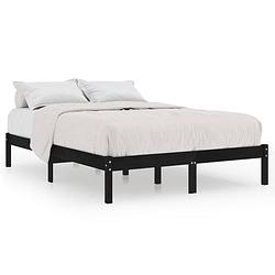 Foto van The living store bedframe massief grenenhout - 135 x 190 cm - zwart