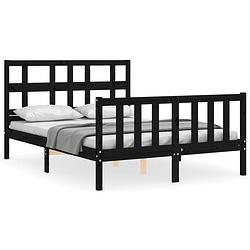 Foto van The living store bedframe grenenhout - zwart - 205.5 x 125.5 x 100 cm - multiplex lattenbodem