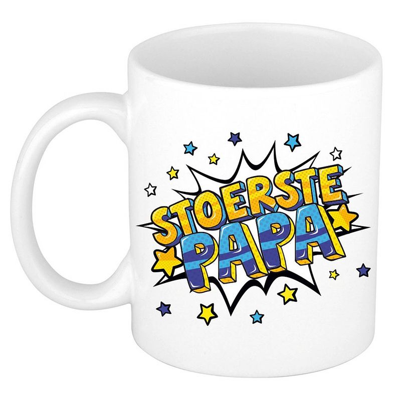 Foto van Stoerste papa cadeau mok / beker wit 300 ml - feest mokken