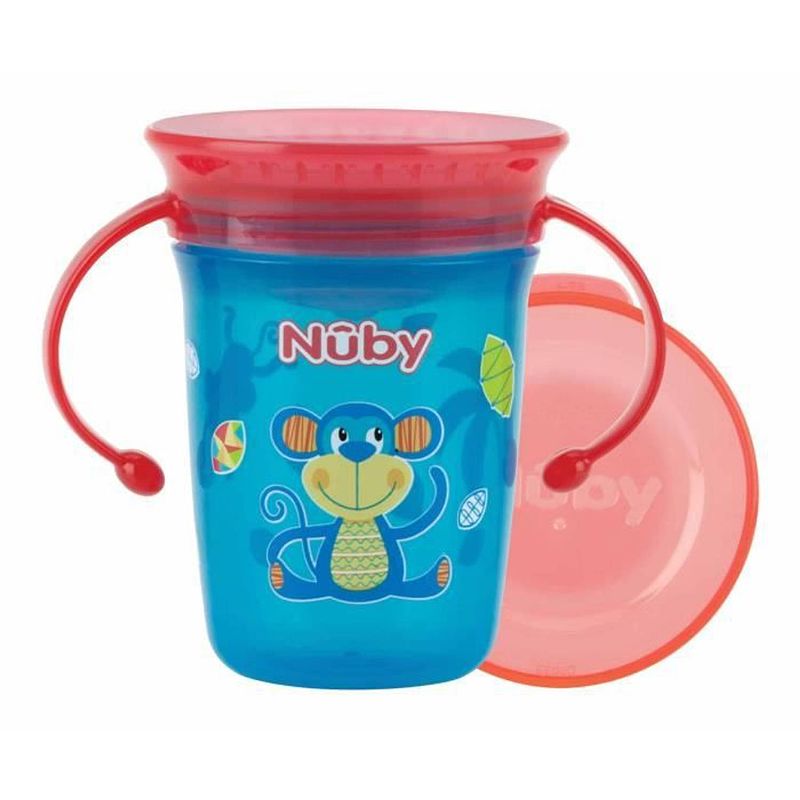 Foto van Nuby 360 ° magische beker met handvatten - 240 ml - aqua - 6 maanden +