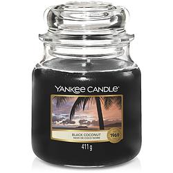 Foto van Yankee candle geurkaars medium black coconut - 13 cm / ø 11 cm