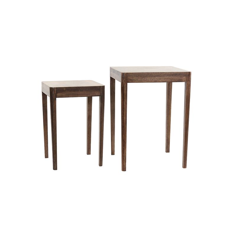 Foto van Side table s/2 30x30x45+38x38x53 cm stijn wood brown