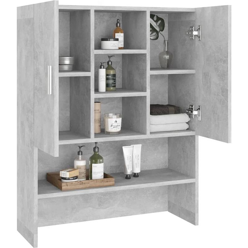 Foto van The living store badkaast - bewerkt hout - 71 x 71.5 x 181.5 cm - betongrijs