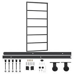 Foto van Vidaxl schuifdeur met beslag 90x205 cm aluminium en esg-glas