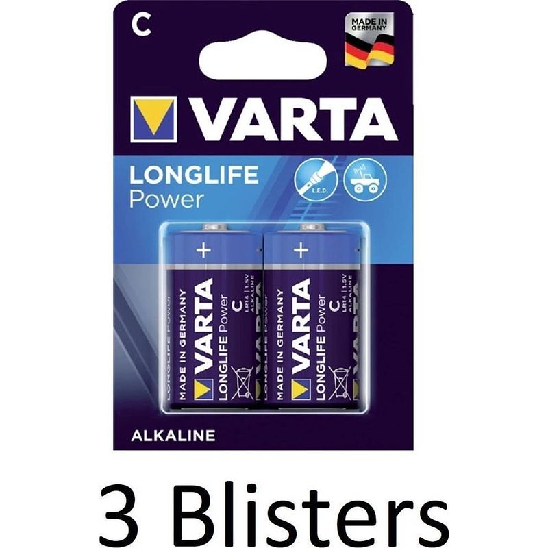 Foto van 6 stuks (3 blisters a 2 st) varta longlife power c batterijen