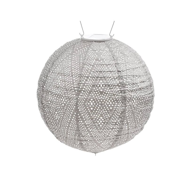 Foto van Lumiz solar lampion ikat rond - 30 cm - licht taupe