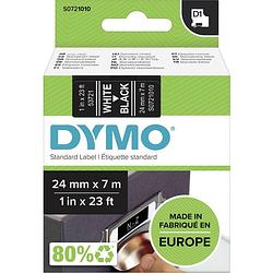 Foto van Dymo d1 permanente polyestertape 24 mm, wit op zwart