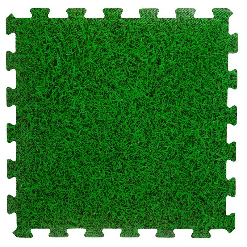 Foto van 8x stuks foam puzzelmat zwembadtegels/fitnesstegels gras 50 x 50 cm - speelkleden