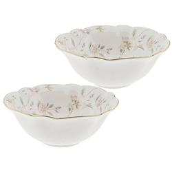 Foto van Haes deco - set van 2 soepkommen / mueslischalen - ø 15x6 cm / 350 ml - wit - porselein - tableware flowers