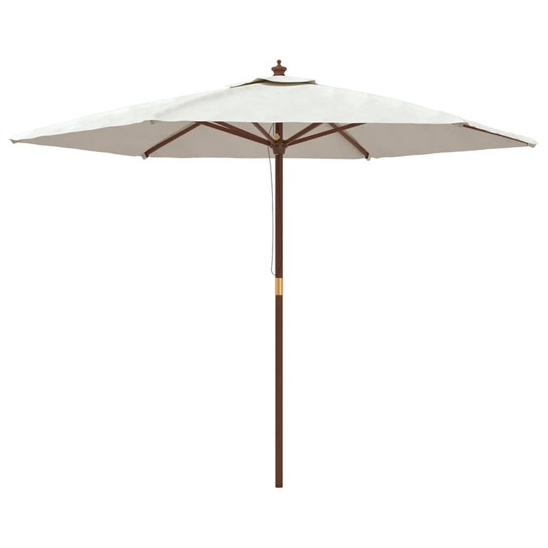 Foto van Vidaxl parasol met houten paal 299x240 cm zandkleurig