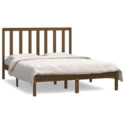 Foto van The living store bedframe - grenenhout - 195.5 x 145.5 x 31 cm - honingbruin - geschikt voor matras van 140 x 190 cm