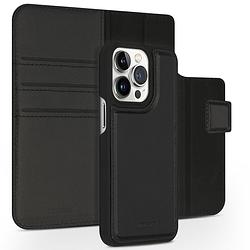 Foto van Accezz premium leather 2 in 1 wallet book case voor apple iphone 13 pro telefoonhoesje zwart