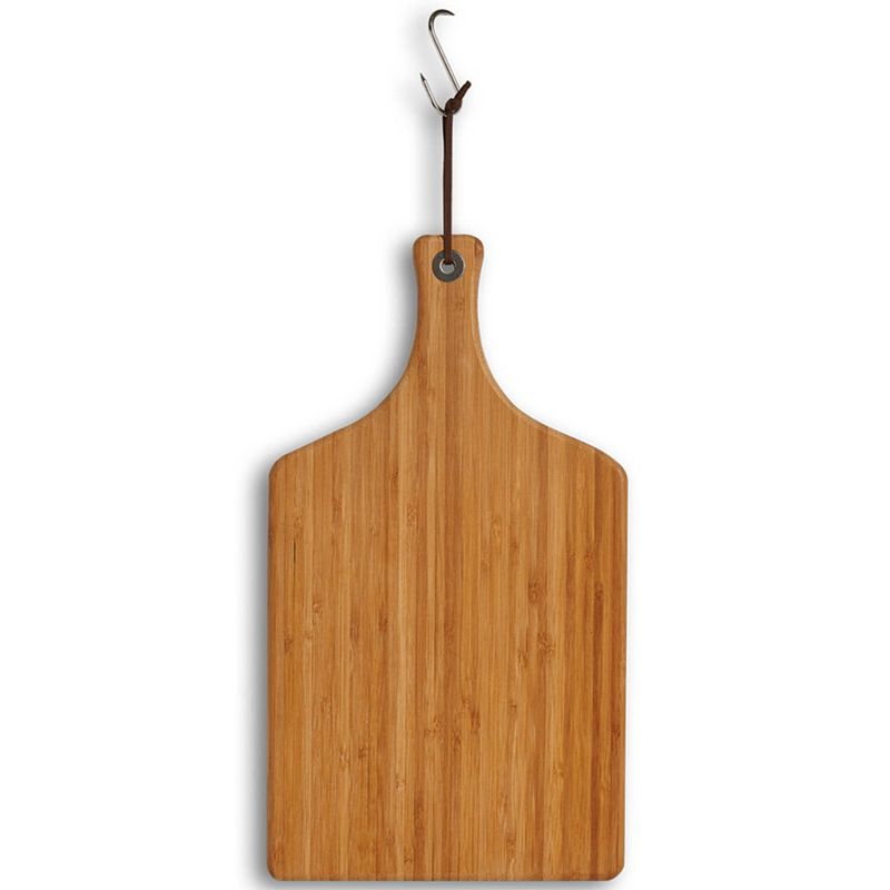 Foto van Bamboe houten snijplank/serveerplank met handvat 44 x 25 cm - snijplanken