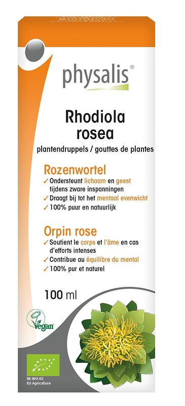 Foto van Physalis rodiola rosea plantendruppels bio