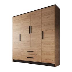 Foto van Meubella kledingkast madera 3 - eiken - zwart - 201 cm