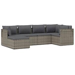 Foto van Vidaxl 6-delige loungeset met kussens poly rattan grijs