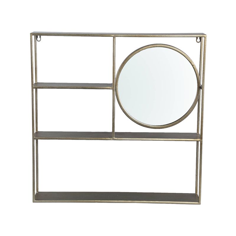 Foto van Ptmd sharina gold iron wall rack with mirror