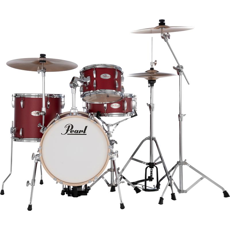 Foto van Pearl mt564/c-d747 midtown compact 4-delig drumstel incl. hardware matte red