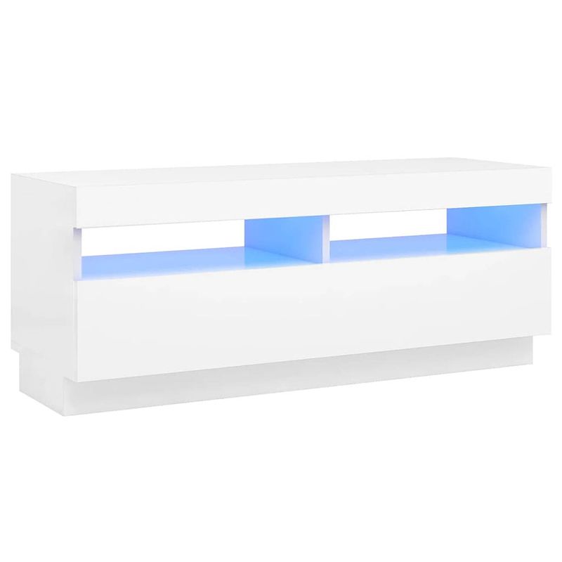 Foto van The living store tv-meubel - led-verlichting - hout - 100x35x40 cm - wit