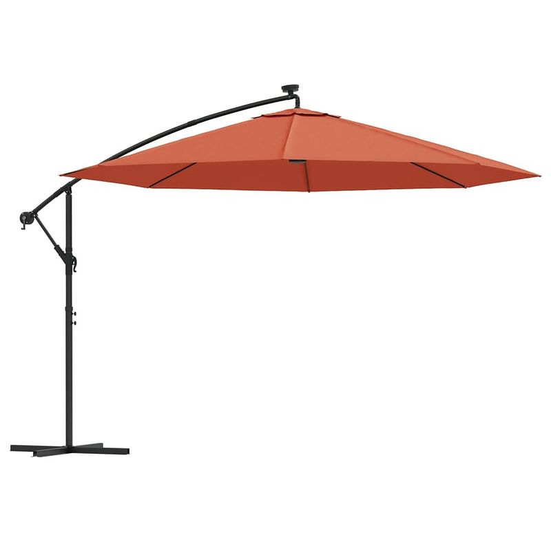 Foto van The living store hangende parasol - led-verlichting - uv-beschermend - 350 x 290 cm - terracotta