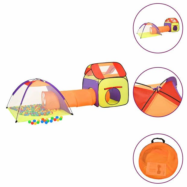 Foto van Vidaxl kinderspeeltent met 250 ballen 338x123x111 cm meerkleurig