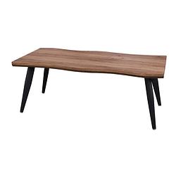Foto van Gebor - trendy design salontafel - model megeve - metalen frame - hout look - 46x120x60cm - interieur -