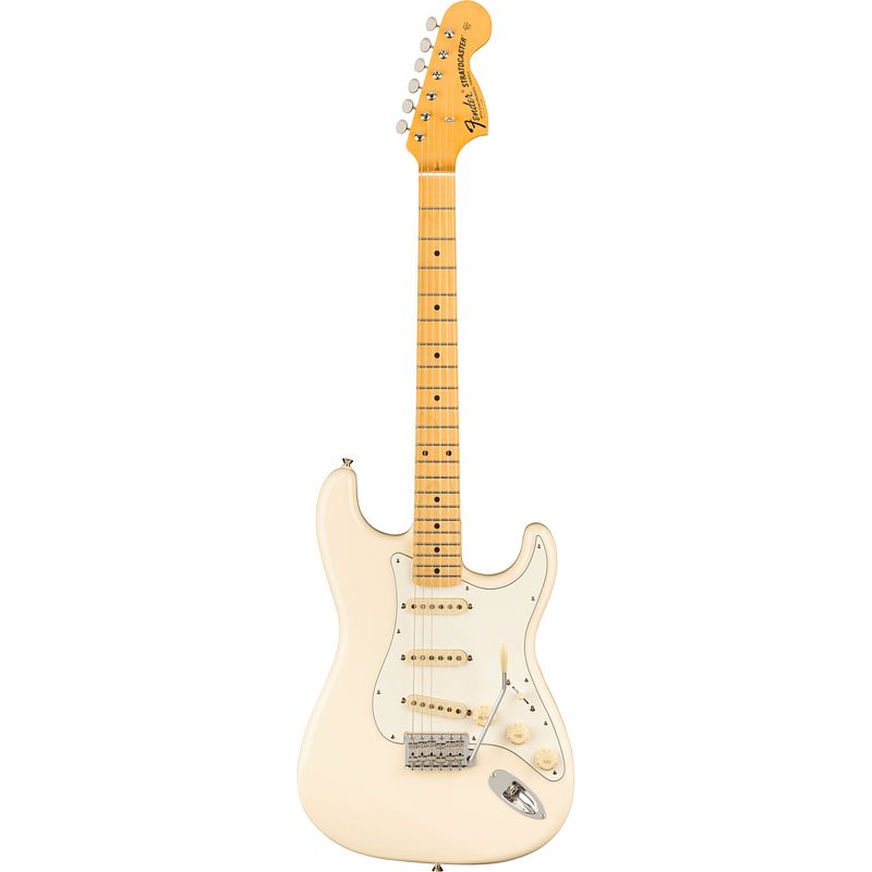 Foto van Fender japan jv modified 's60s stratocaster mn olympic white elektrische gitaar met deluxe gigbag