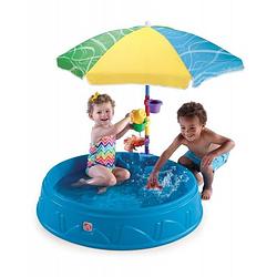 Foto van Step2 play & shade pool kinder zwembad met parasol in blauw klein zwembadje / peuterbadje / pierenbadje van kunststof