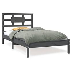 Foto van The living store bedframe massief grenenhout - grijs 205.5 x 95.5 x 100 cm