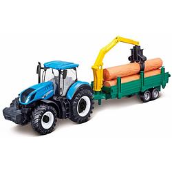Foto van Bburago tractor new holland jongens 44 cm abs blauw 2-delig