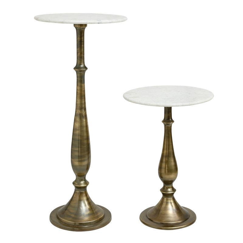 Foto van Ptmd sonnel champagne marble iron side table sv2