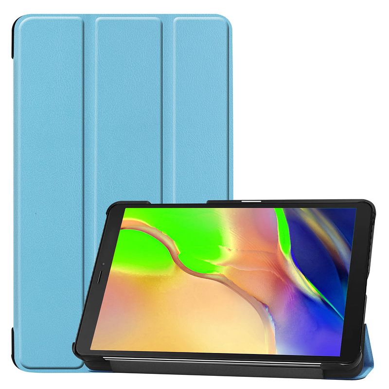 Foto van Basey samsung galaxy tab a 8.0 (2019) hoesje kunstleer hoes case cover samsung galaxy tab a 8.0 (2019)-lichtblauw