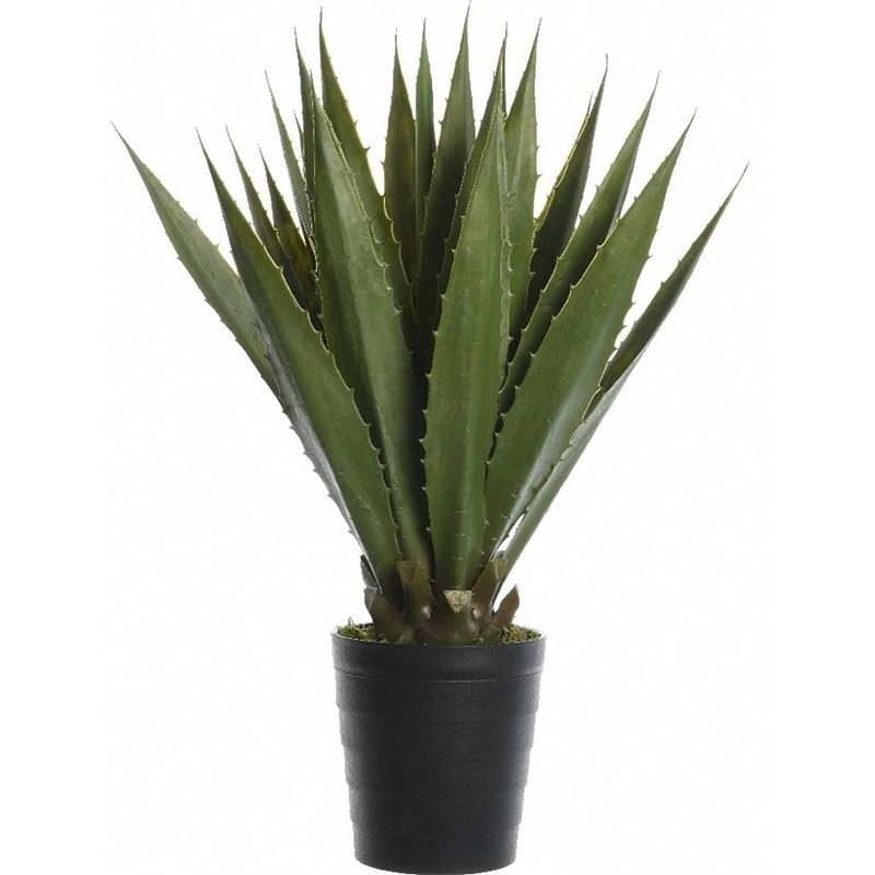 Foto van Groene agave kunstplant 85 cm in zwarte pot - kunstplanten