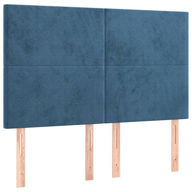 Foto van Vidaxl hoofdborden 4 st 72x5x78/88 cm fluweel donkerblauw