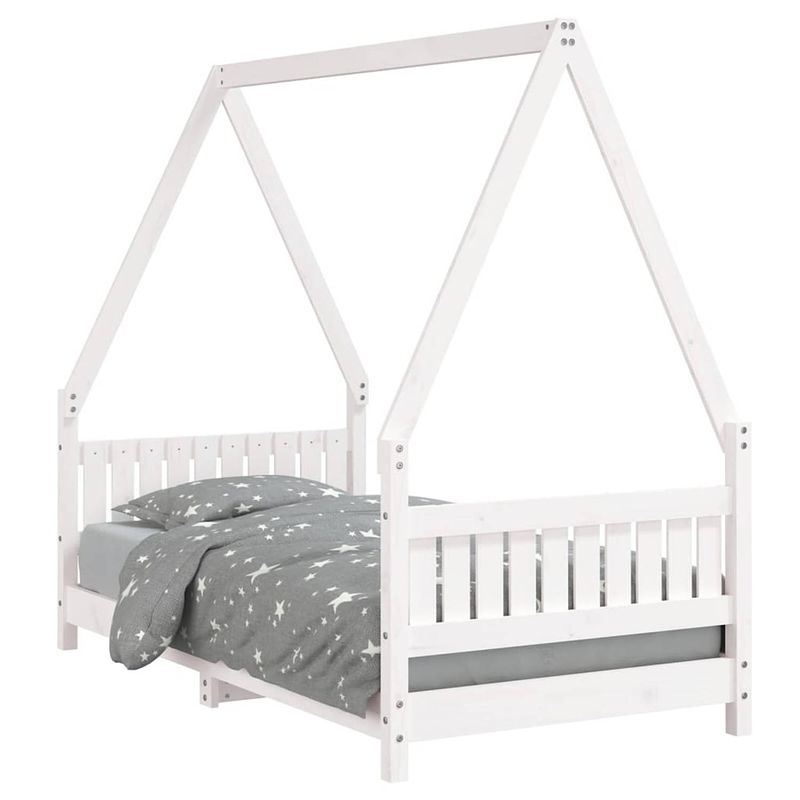 Foto van Vidaxl kinderbedframe 80x160 cm massief grenenhout wit