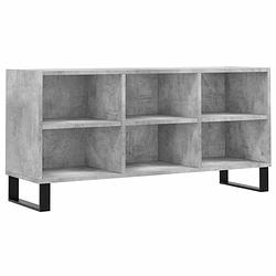 Foto van The living store tv-meubel betongrijs - 103.5 x 30 x 50 cm - bewerkt hout en ijzer