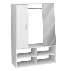Foto van Fmd kledingkast met 4 vakken en spiegel 105x39,7x151,3 cm wit