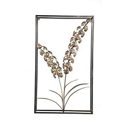 Foto van Ptmd zadder gold metal dried flower statue rectangle l