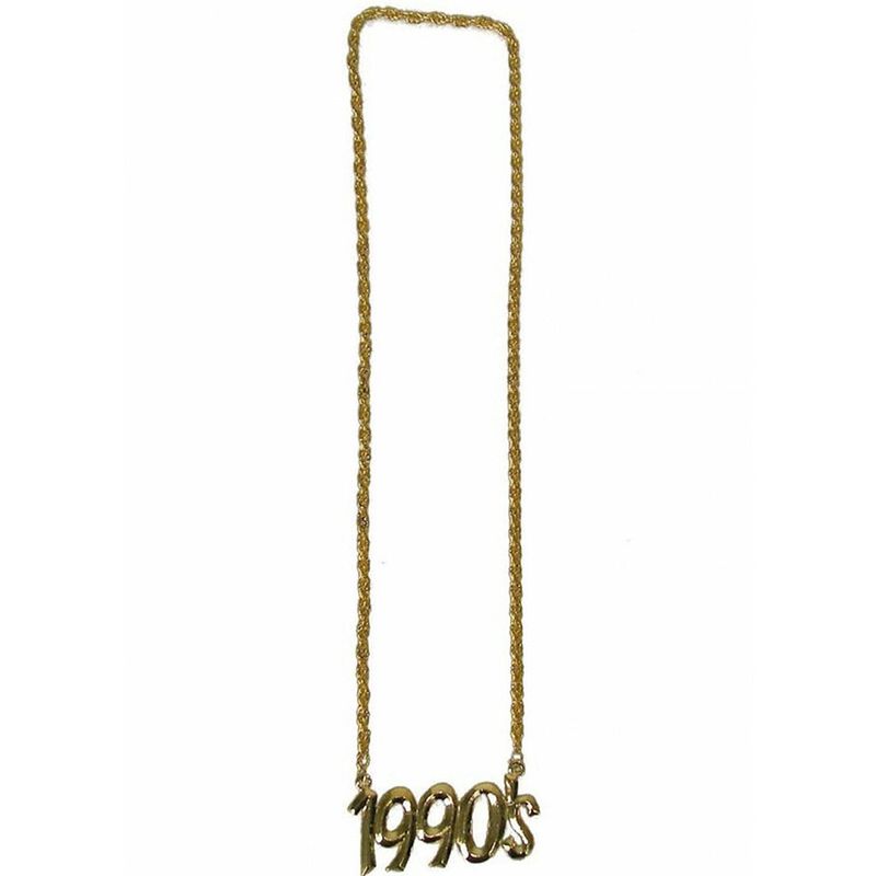 Foto van Verkleed sieraden ketting - thema nineties/jaren 90 - feestartikelen - goudkleurig - verkleedsieraden