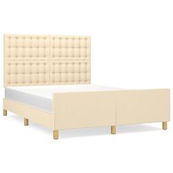 Foto van Vidaxl bedframe met hoofdeinde stof crèmekleurig 140x190 cm